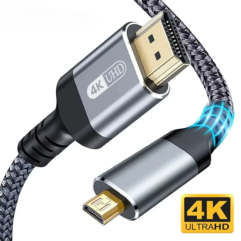 

Micro HDMI Cable 4K@60Hz 2K@165Hz 18Gbps Braided High-Speed with Alt. Mode for Cameras Monitors Laptops - 1m/3ft