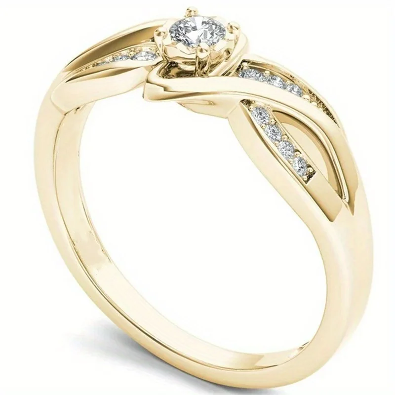 Europe and The United States Fashion Sparkling Inlaid Zirconia Ring Ladies Exquisite Luxury Wedding Banquet Jewelry Gifts