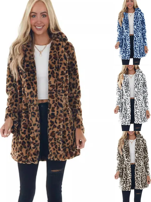 

Faionable Autumn Winter Ladies' Coat with kets Loose Fur Outerwear Ele Personali European Sle Long Sve Coat