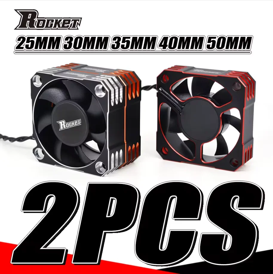 SURPASS HOBBY Rocket 2PCS Metal Cooling Fan Motor Cool Fans 25mm 30mm 35mm 40mm 50mm Heat Sink for 1/10 1/8 RC CAR Brushless 540