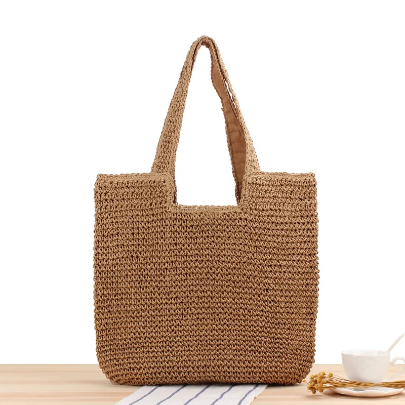 

Handmade Woven Women's Shoulder Bag Large Capacity Handbag Bohemian Summer Straw Beach Bags Female Knitted Tote Armpit Hobos Bag