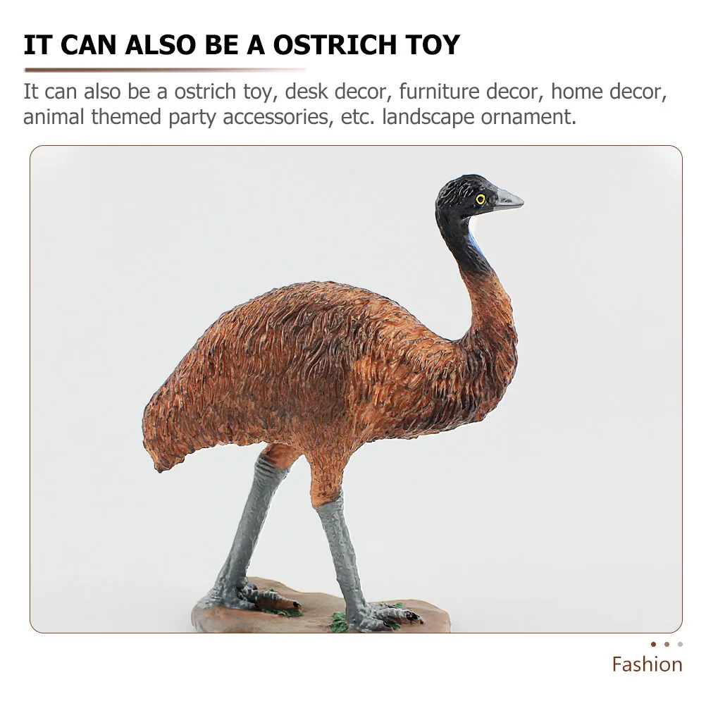 

2pcs Plastic Ostrich Ornaments Mini Toy Figurine Lifelike Model Kids Decorative Desktop Ornament Handmade Educational Item