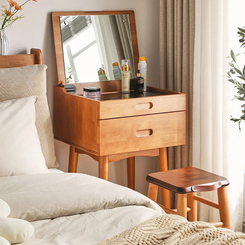 Solid wood dresser bedroom makeup table multi-function bedside table
