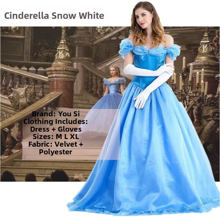 Adult plus Size loween Costume Snow White Dr with Cloak Women's Faion Stage Performance Cosplay Outfit Polyester Mate...