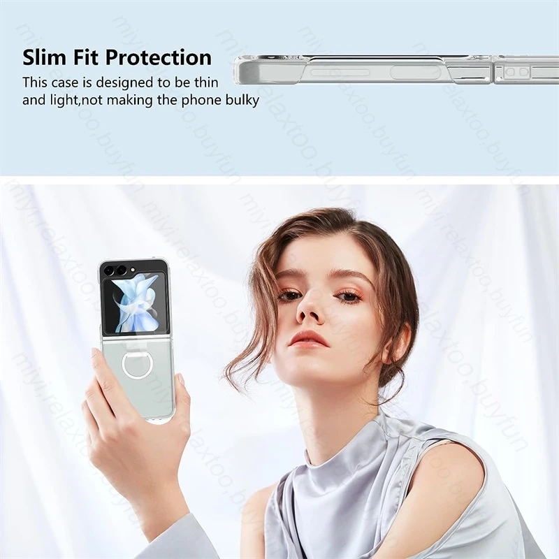 Flip.6 Transparent Hard PC Phone Case For Samsung Z Flip6 Flip 6 5G Samung Sumsung ZFlip6 ZFlip 6 With Holder Ring Protect Coque