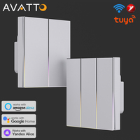 AVATTO Tuya WiFi/ZigBee Smart Light Switch New Blade Series Push Button Switch With Ambient Light For Alexa Google Home Alice