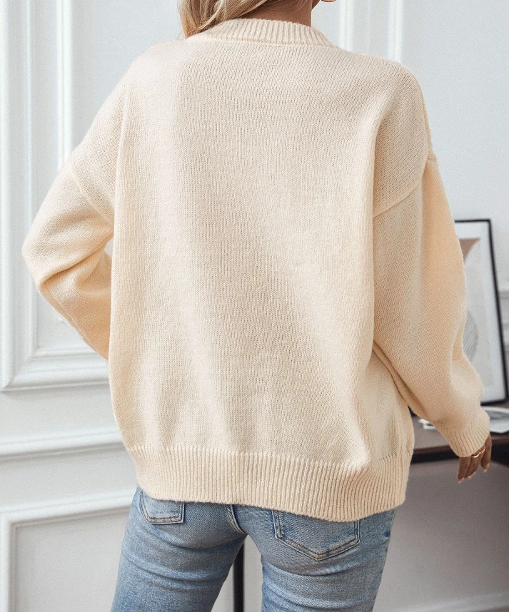 Women's Fashion Casual Knitted Hoodie 2024 Autumn/Winter New Loose Round Neck Knitted Hoodie in Stock