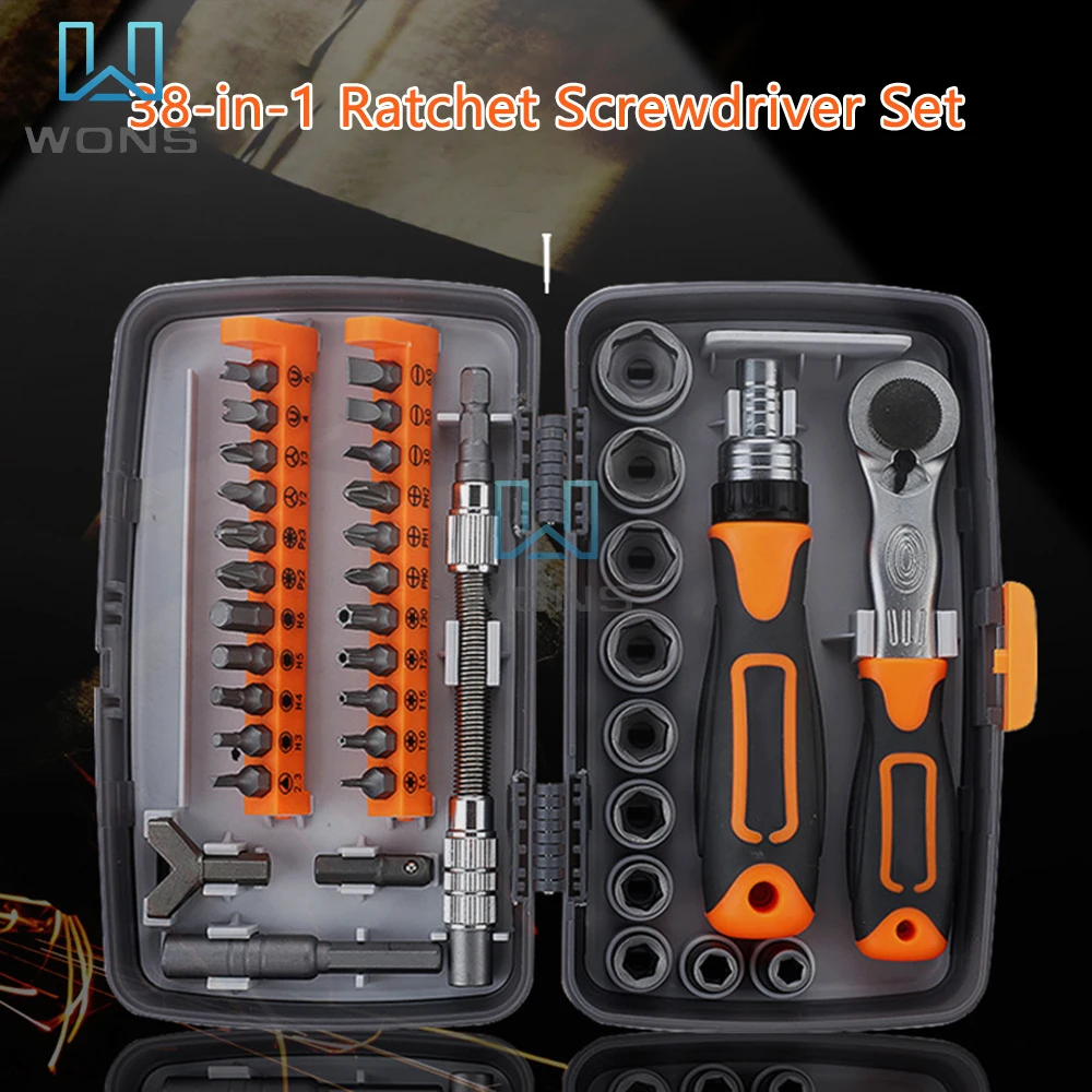 38 In 1 Labor-Saving Ratchet Multi Tools Screwdriver Set Household Combination Toolbox Hardware screw Hand Tools Set Repair Tool