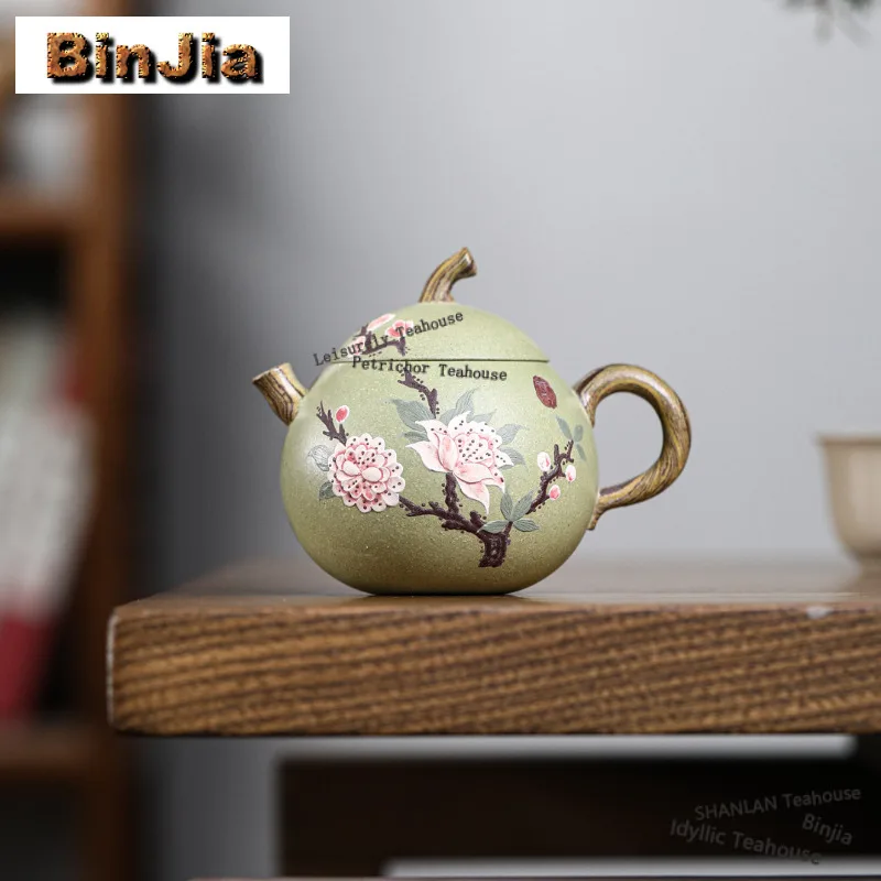 

170ml Elegant Yixing Purple Clay Teapots Master Handmade Eggplant Pot Raw Ore Bean Green Mud Kettle Zisha Tea Set Collection