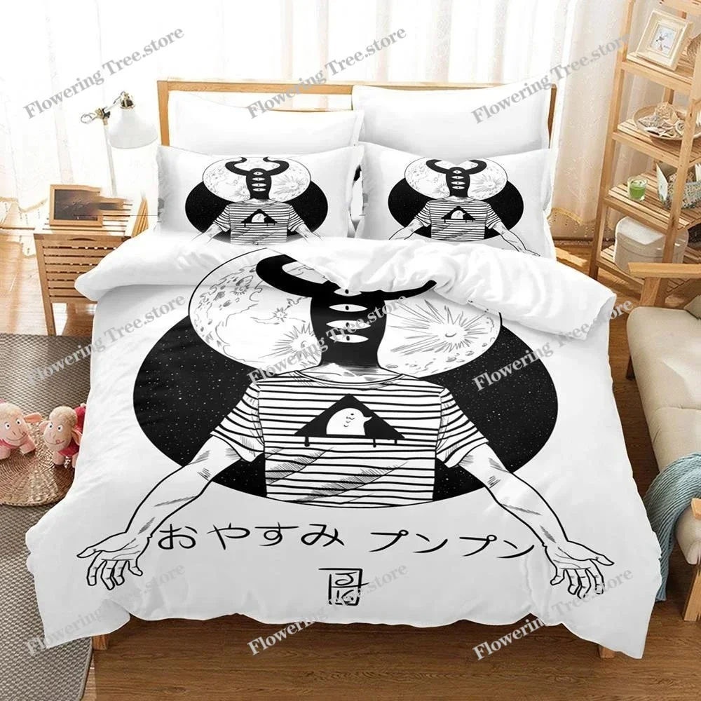 

3D Printed Punpun Oyasumi Goodnight Bedding Set Boys Girls Twin Queen Size Duvet Cover Pillowcase Bed Kids Adult