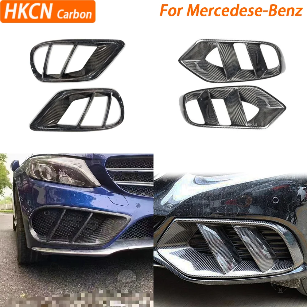 Carbon Fiber Front Bumper Air Vent Cover Mesh Grille Frame For Benz C Class W205 C43 C63 AMG C180 C200 C260 C300 Sport 2015—2018