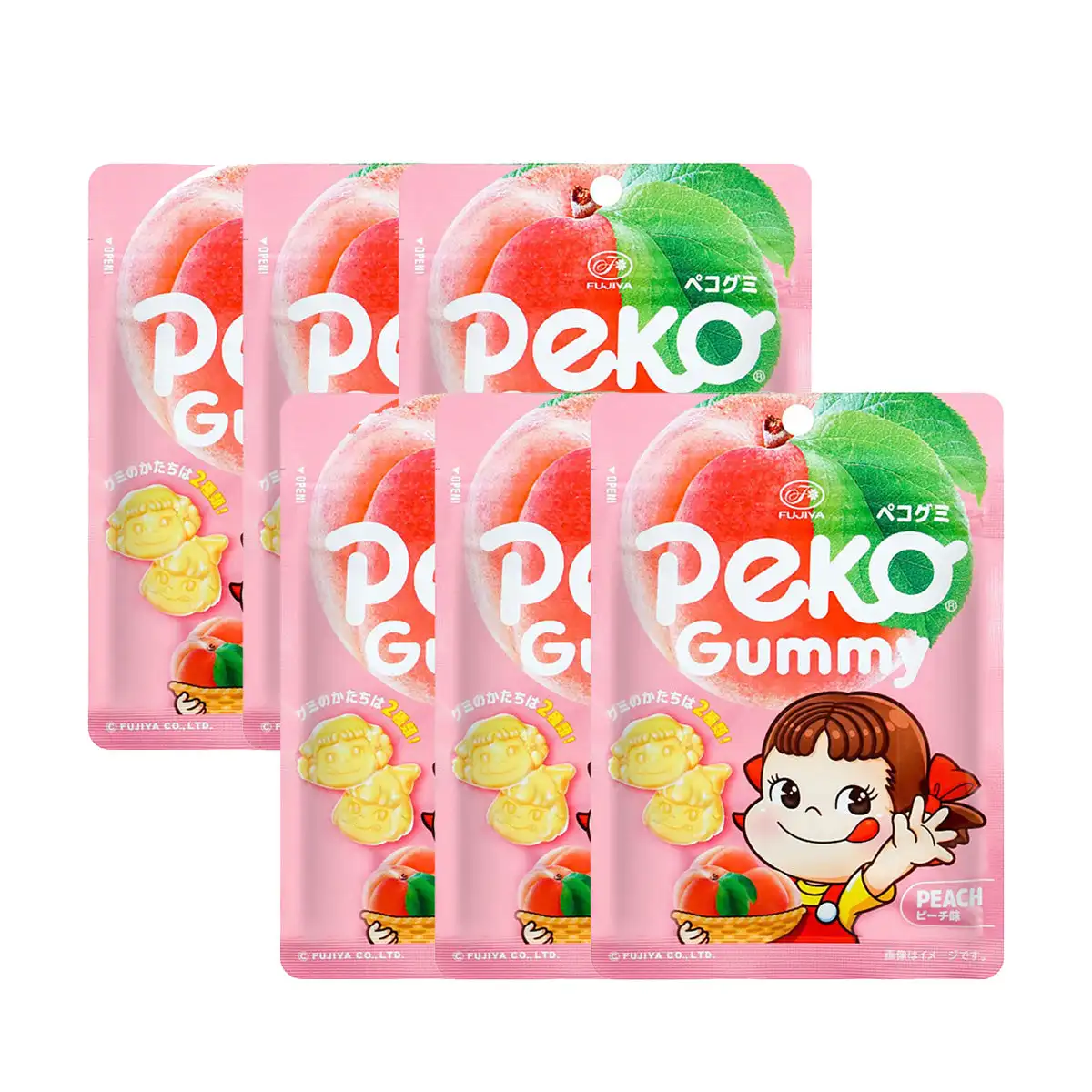 Fujiya Perzik Smaak Gummy Snoep 50G X6 Pack