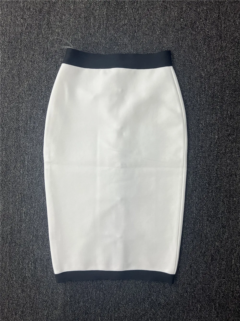 Black White Bandage Skirts For Women Elegant High Waist Elastic Buttons Knee Length Pencil Skirt Elegant Ladies Office Cloth