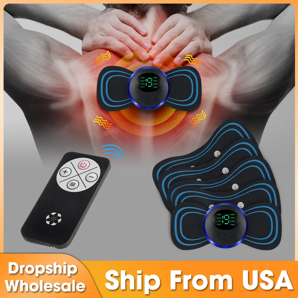 

Mini Massage Sticker EMS Microcurrent Pulse Therapy Neck Back Arm Leg Full Body Massager Relief Muscle Pain 8 Modes 19 Intensity