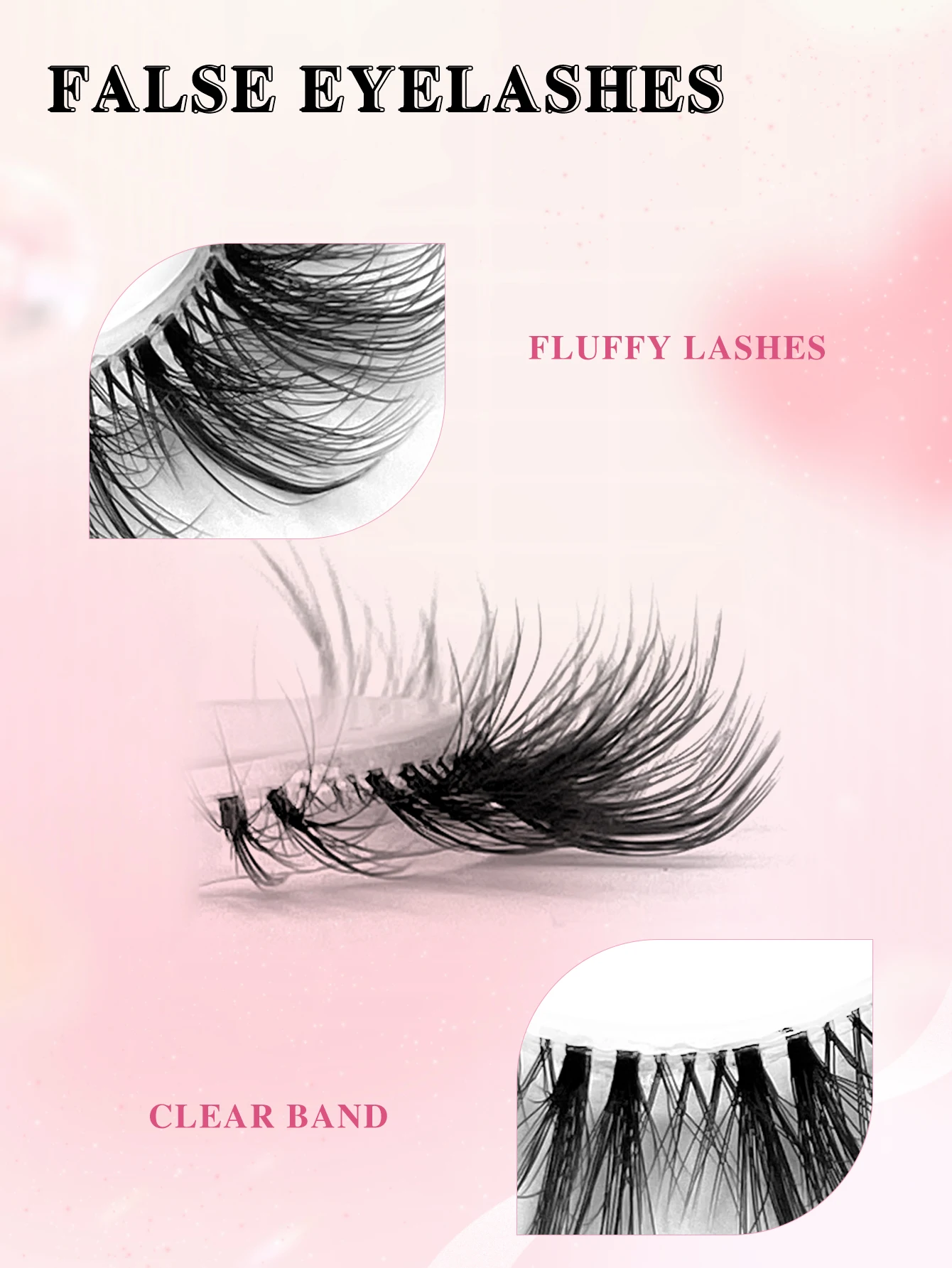 5 Paar Wimpern, natürlicher Look, zarte, kreuzförmige Wimpern, transparentes Band, 3D-Wimpern, flauschige, weiche Wimpern, Wimpernverlängerung, falsche Wimpern – Detail 2