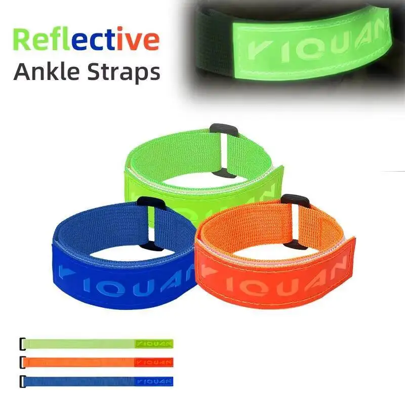 ESLNF Adjustable Reflective Cycling Leg Strap Elastic Bicycle Pant Safety Band For Riding Night Running Outdoor Sports