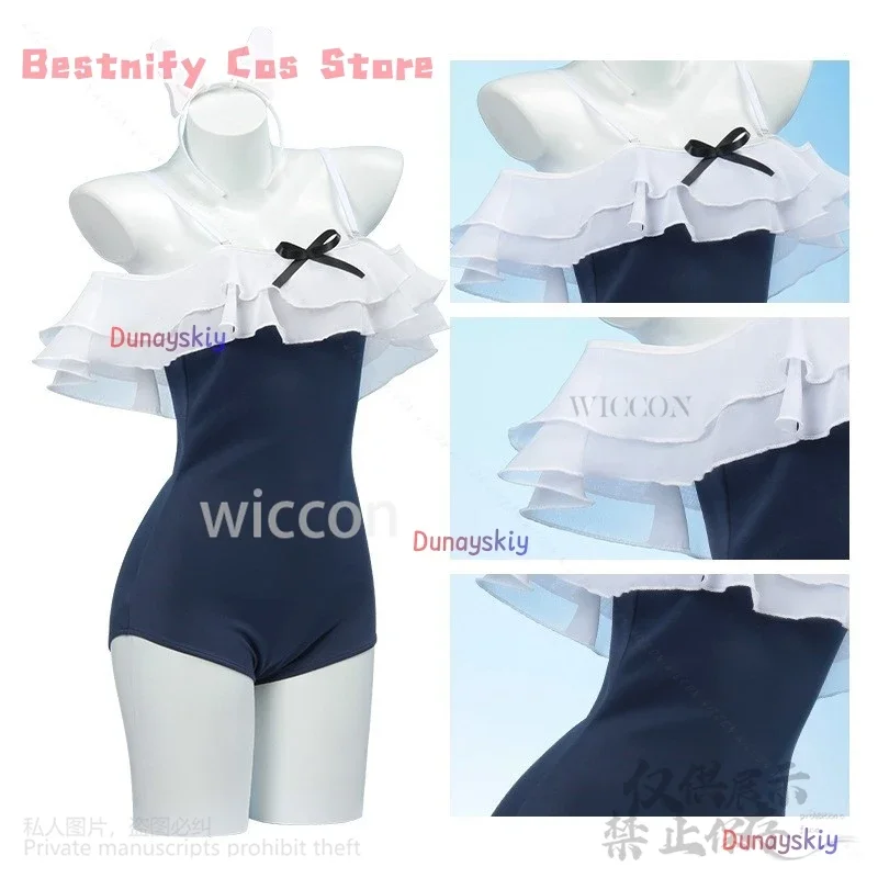 CosplayTsukiyuki Miyako Cosplay Anime Game Blue Archive Costume Sexy Summer Swimsuit Jirai Kei Accessories Wigs For Girls Custom