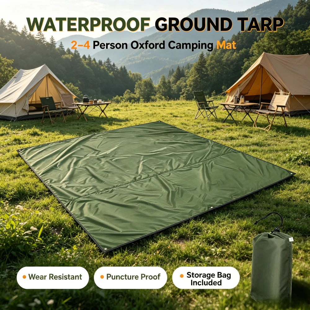 Tent Mats Outdoor Canopy Floor Cloth Water-proof 2/3/4 People Wear-resistant and Tie-proof Picnic Mats with Floor Nails