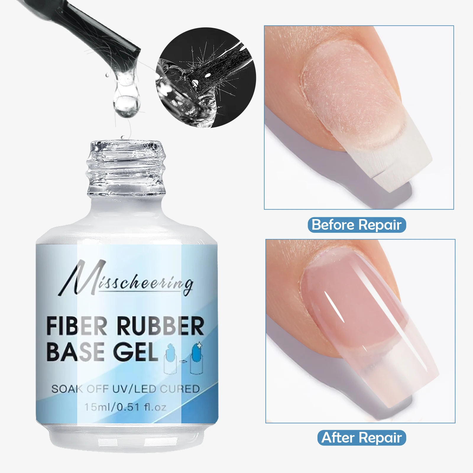 15ML Fiber Glass Rubber Base Gel Nail Polish For Broken Nail Repaired Care Clear Quick Building Soak Off UV Gel Varnish Multifun