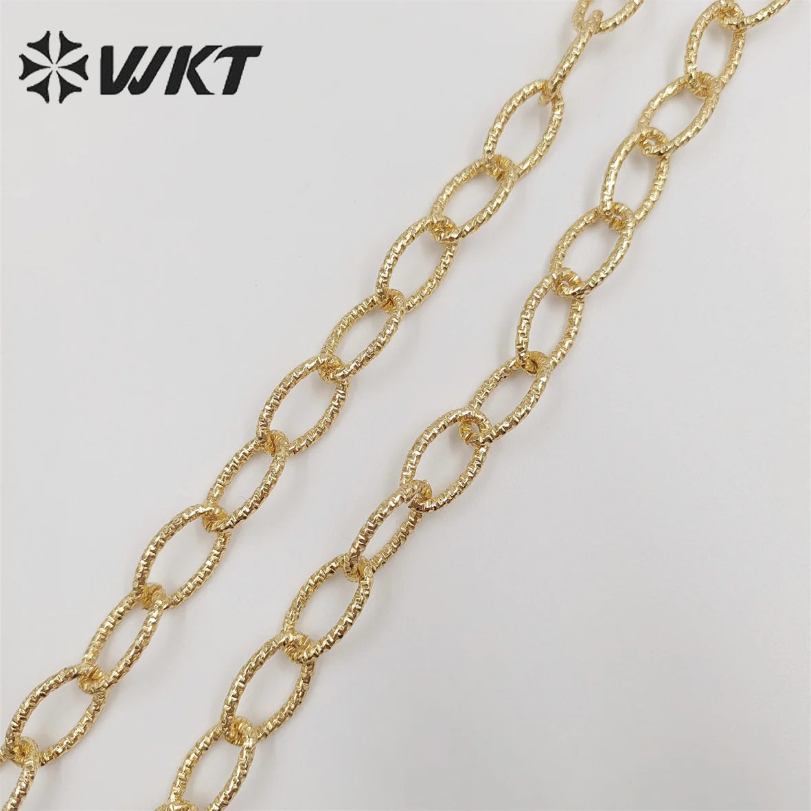 WT-BC190 Newest 18k real gold plated resist tarnishable big Link hammer chain for necklace making lady jewelry findings chain