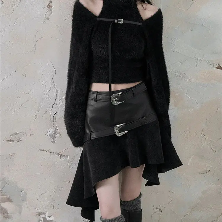 التنانير الأمريكية الكلاسيكية على شكل حرف a تناسب كل مباراة Y2k عالية الخصر Faldas Mujer لربيع وصيف تنورة جديدة غير منتظمة مرقعة للنساء