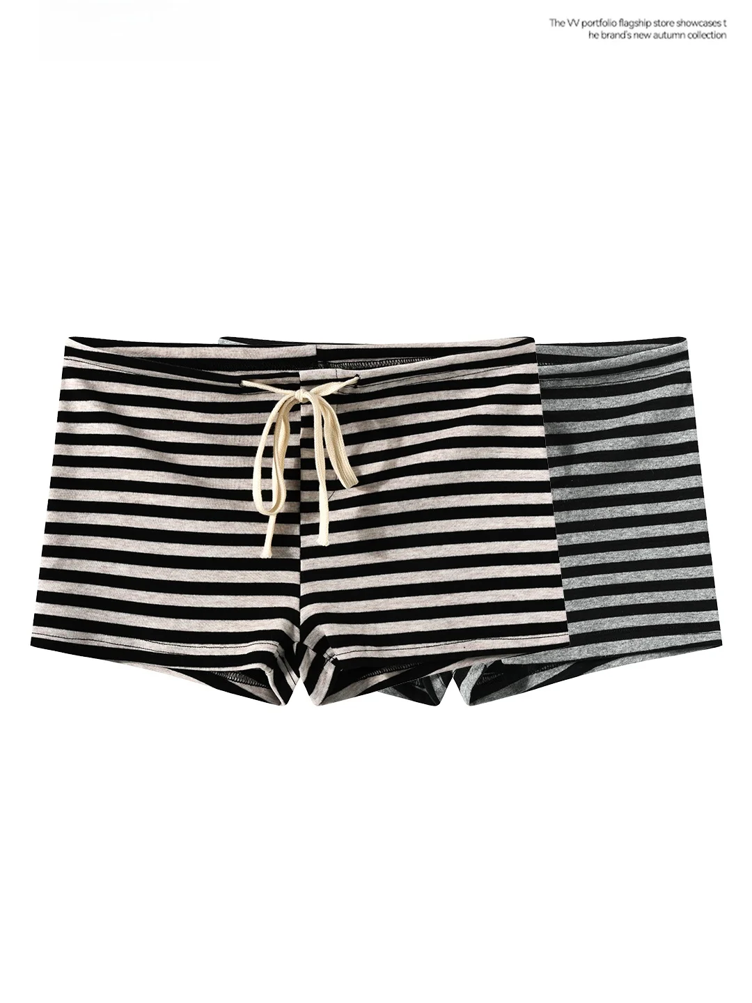 High Waist Striped Short Pants Women's Base Layer Tight Fit Sexy Butt Lifting Small Size Pants Autumn Slimming Effect