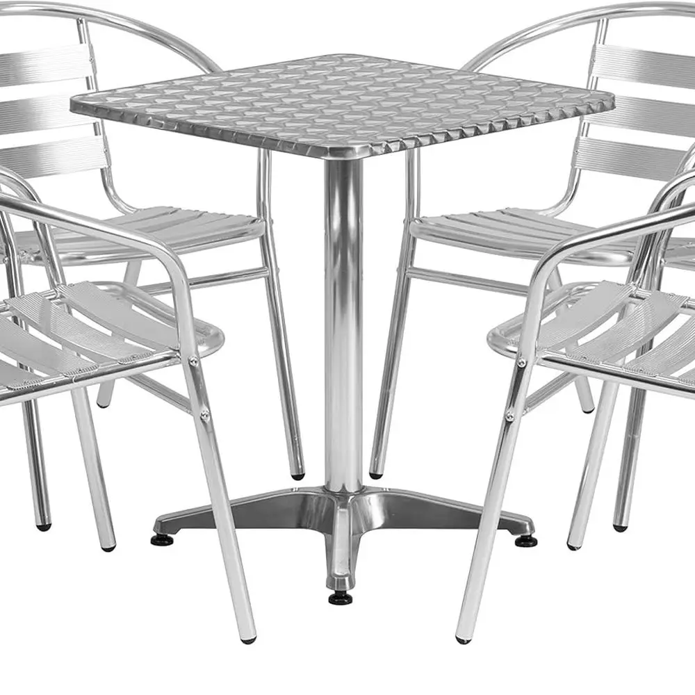 

24 Outdoor-Friendly Square Table with 4 Slat Back Chairs