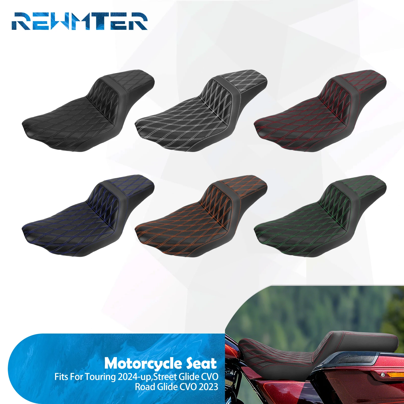 

Motorcycle Seat Driver Passenger Cushion Two Up Seat For Harley Touring FLHR 2024-Up Street Glide CVO 2023 Road Glide CVO 2023