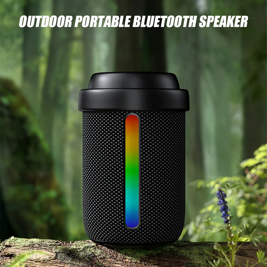New Wireless Bluetooth Speaker with RGB Lighting, Portable Waterproof Mini Audio Rotating Volume Control & Ambient Light