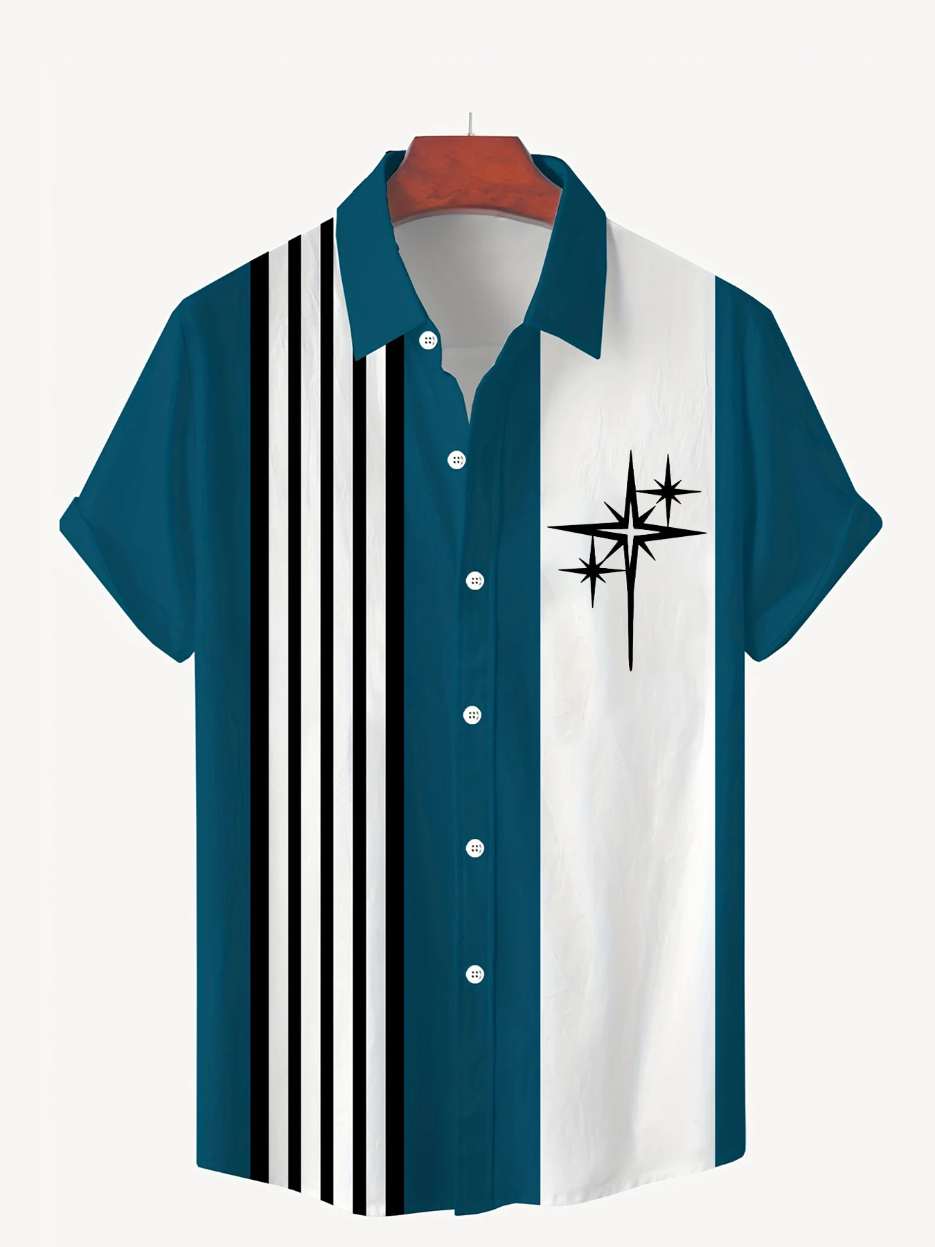 Simple Striped 3D Printed Shirt Summer Cool Breathable Short Sleeve Tops Business Casual Lapel Button Shirts Father's Day Gift