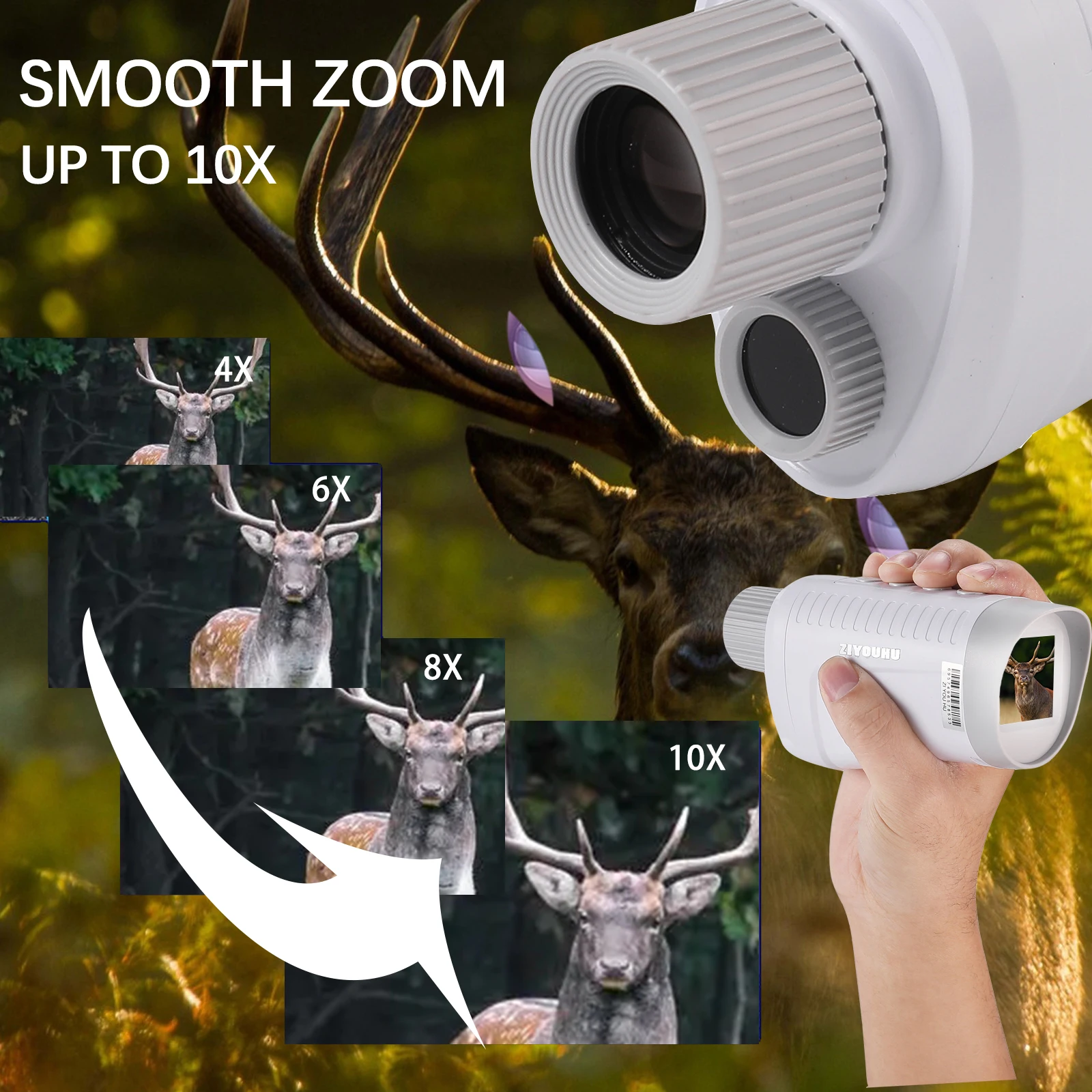 1080P HD Digital Monocular Night Vision 10X Zoom 200m Infrared Camera Photo Video Records in Total Darkness Hunting Night Vision