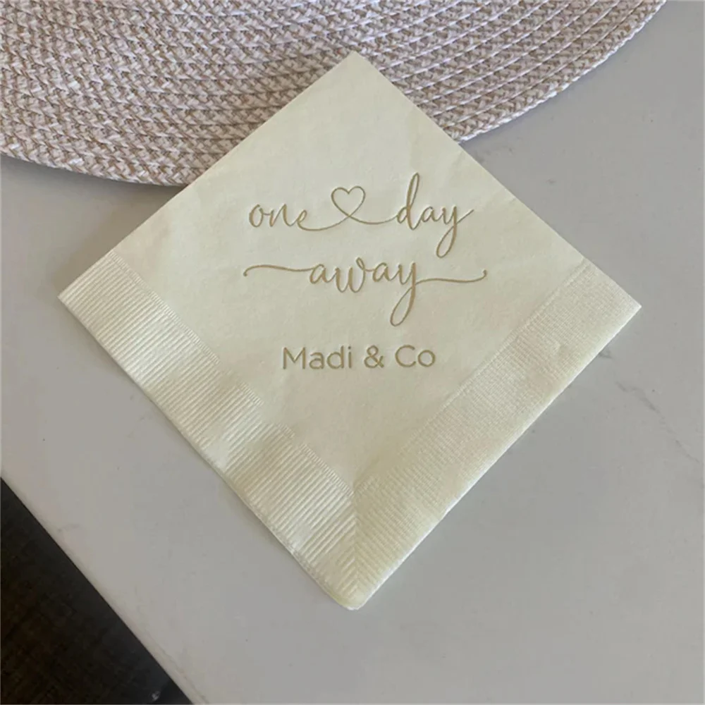 

50pcsGrad Personalized Rehearsal Napkins Custom Printed One Day Away Beverage Cocktail Luncheon Dinner Guest Towel Napkins