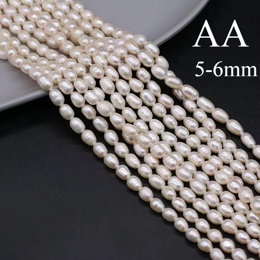 

5-6mm AA Natural Freshwater White Pearl Rice Beads Spacer for Jewelry Making DIY Charms Bracelet Necklace Earring Accessories