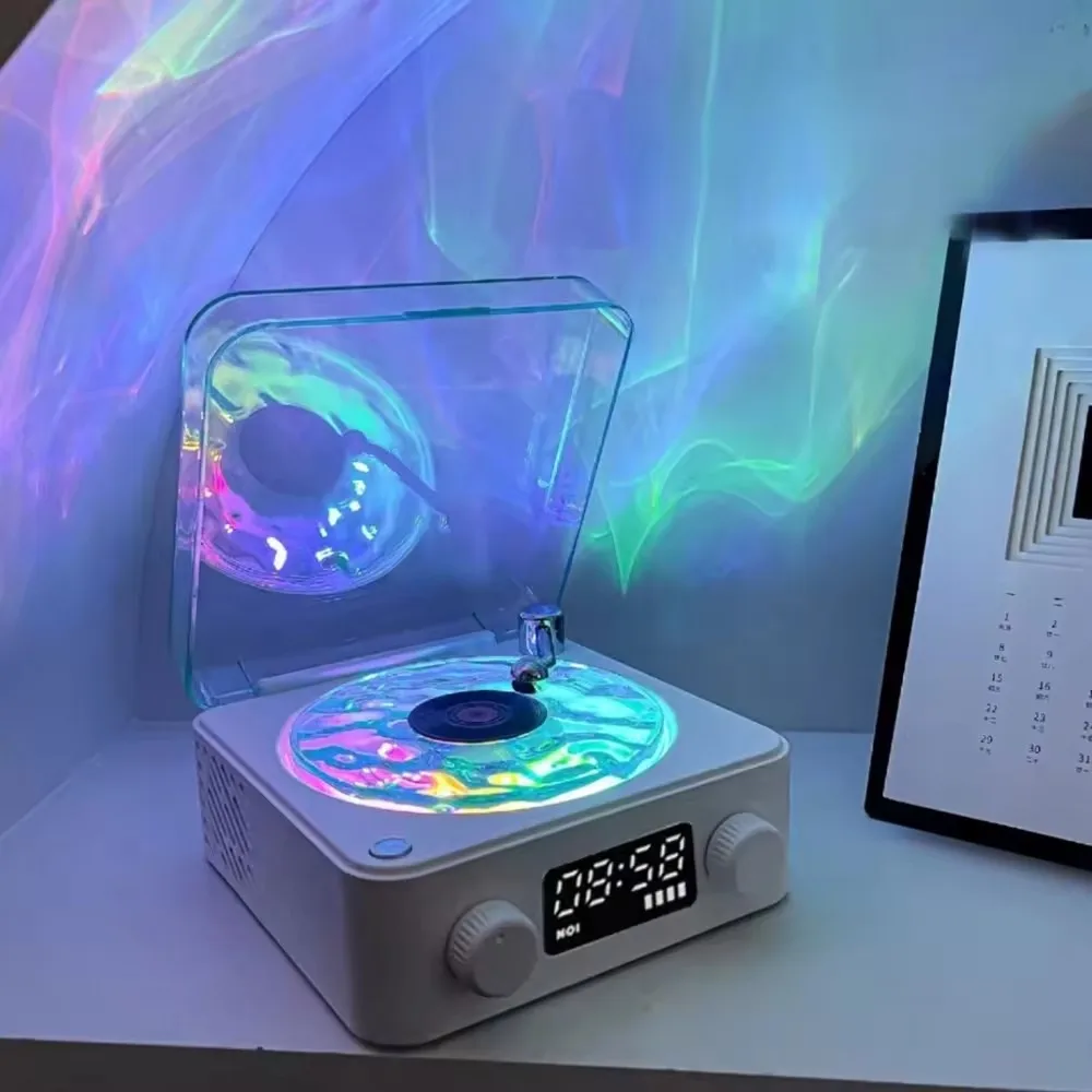 

RGB Rhythm Light Waves Vinyl Player BT Speaker with White Noise Retro Turntable Speaker Sleep Aid Vitrola Shaped Speaker