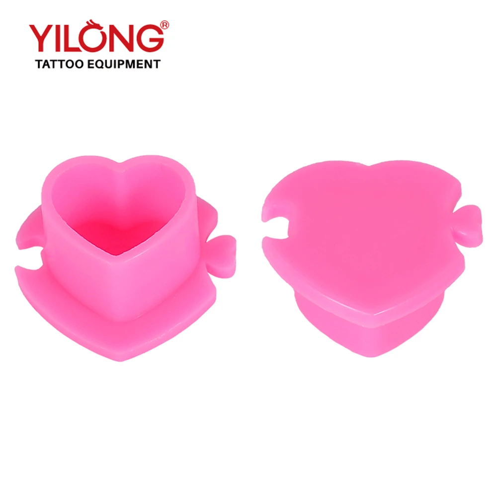 Disposable Tattoo Ink Caps Heart Shape Tattoo Ink Cups with Stable Base 200pcs  Permanent Makeup Pigment Holder Container Cap