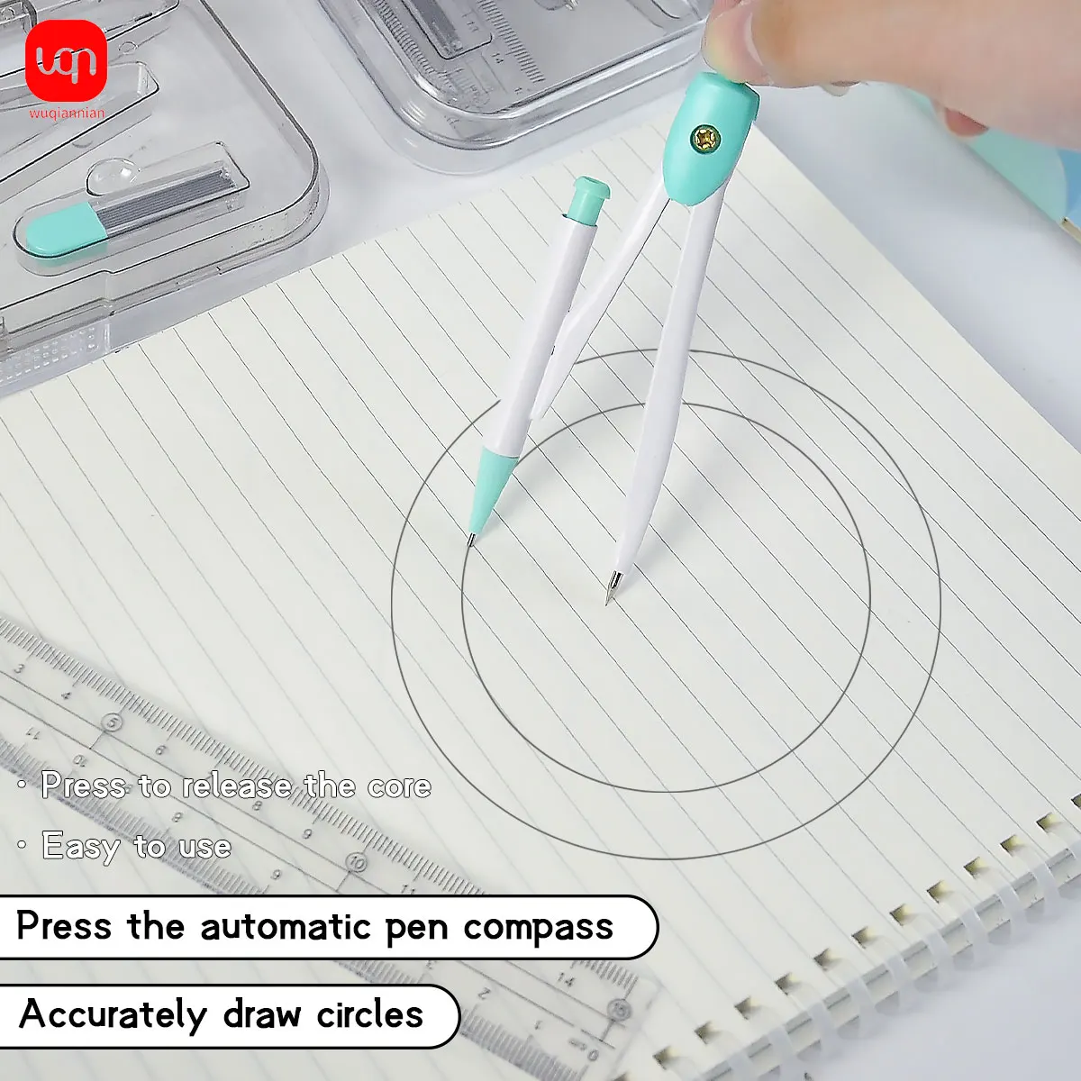 WQN Colored Compass And rRuler Set For Measuring, Drawing, Drafting,And Shool Supplies