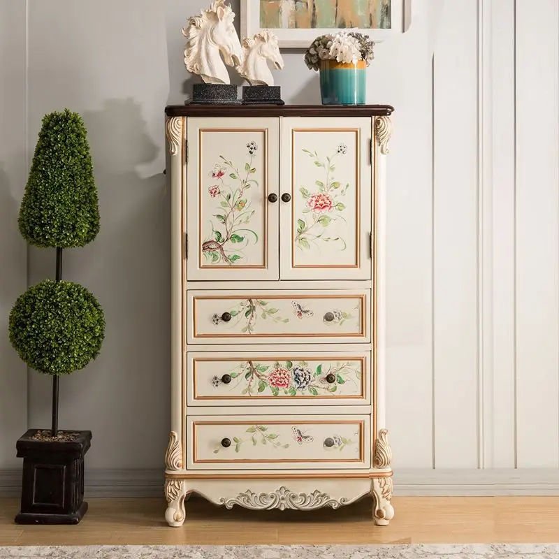 European solid wood chest, American high door drawer bookcase, entrance retro TV side cabinet