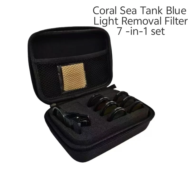 

Aquarium Coral Fish Tank Blue Light Filter 7-in-1 Set Yellow Orange Lens Mobile Camera Filter Fish Tank Coral Reef Universal