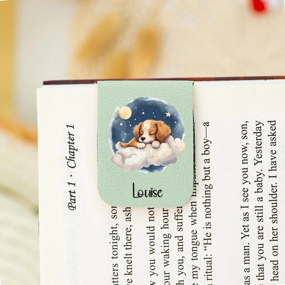 1PC Fashion Puppy Customized Text UV Print Aqua Blue Magnetic Book Mark For Friend Gifts