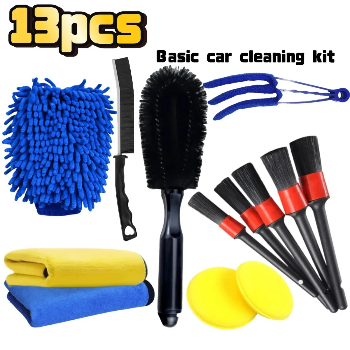 Multi-Purpose Detail Brushes 13pcs 21pcs Car Cleaning Tool Sets Polishing Cleaning Sponges Car Wash Cloths Uses For Car Care