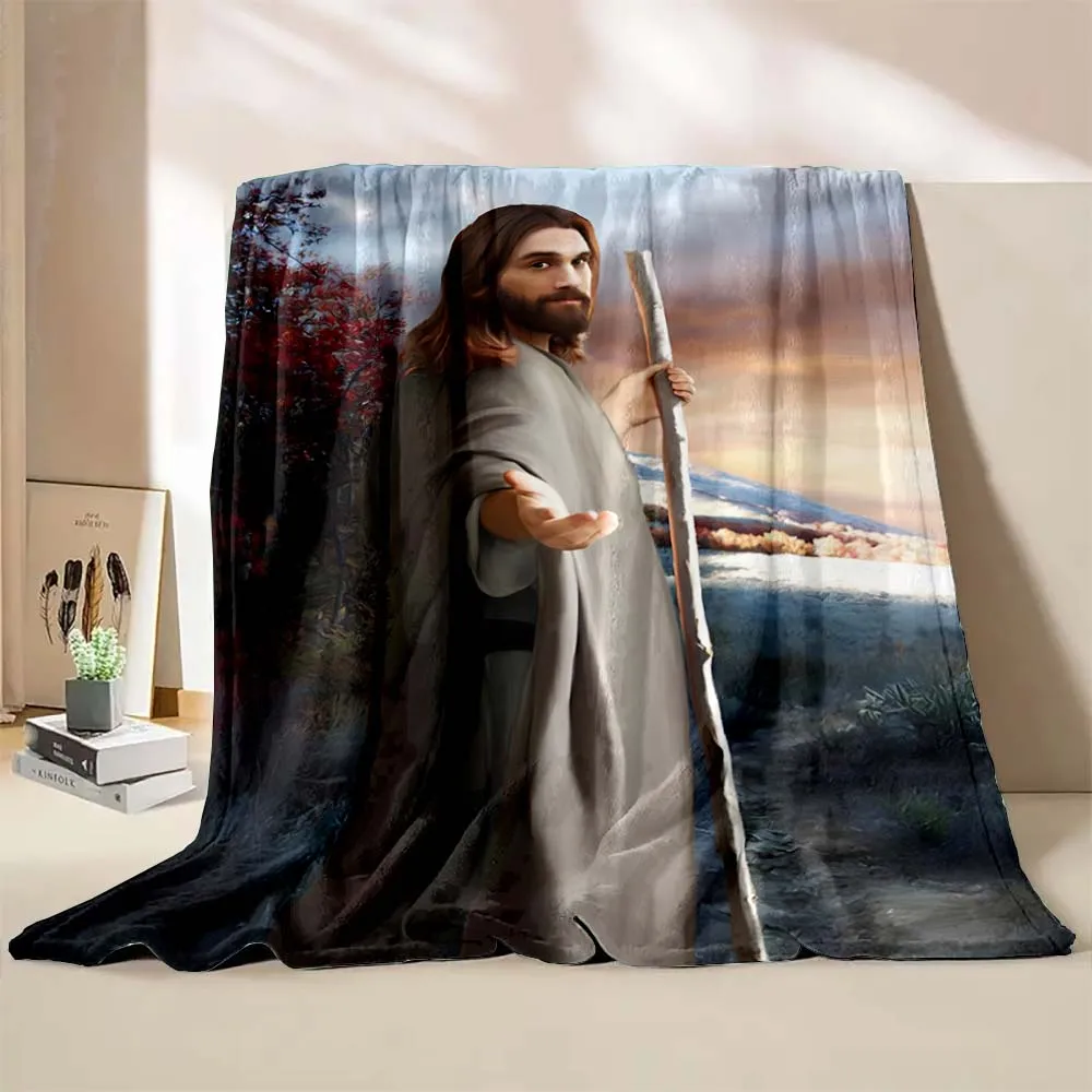 6 Sizes God Jesus Believer Pray Printed Blanket Soft and Comfortable Home Travel Blanket Adult and Child Warm Blanket Catholic