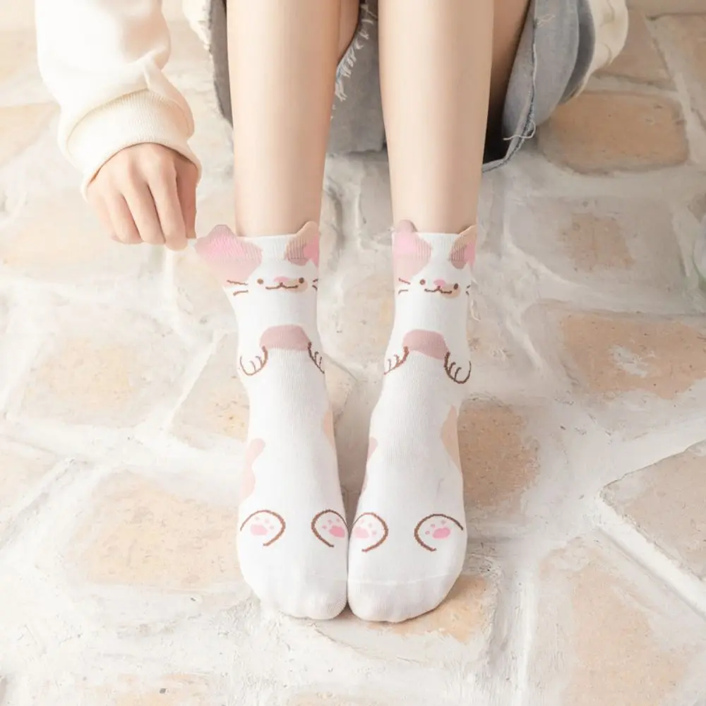 Harajuku Cat Socks Cute Art Animal Cartoon Socks Female Hosiery Cotton Socks Streetwear