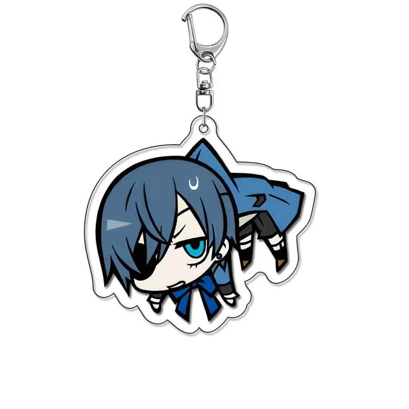 Anime Black Butler Keychain Cartoon Ciel Phantomhive Sebastian Michaelis Acrylic Bag Tag Keyring Pendant Accessory image 2
