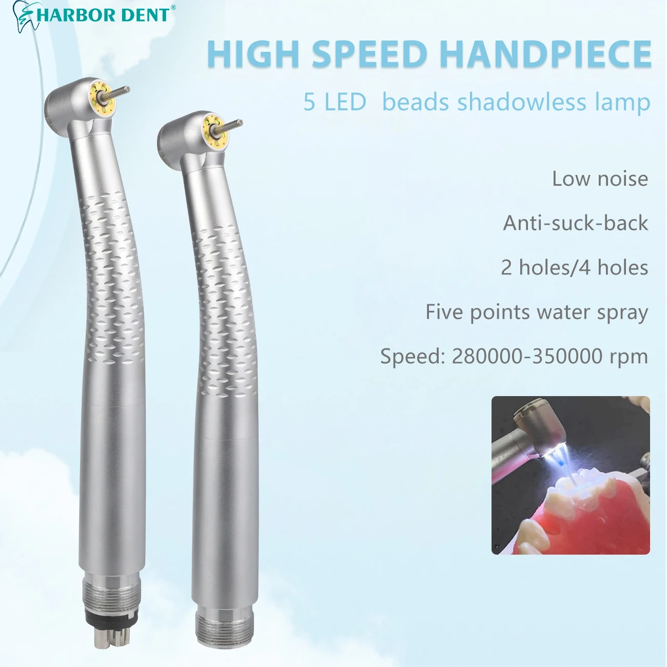 Dental High Speed With 5 LED Low Speed Handpiece  AirTurbine Straight Contra Angle Air Motor 2/4 Holes  Teeth Polishing Tool