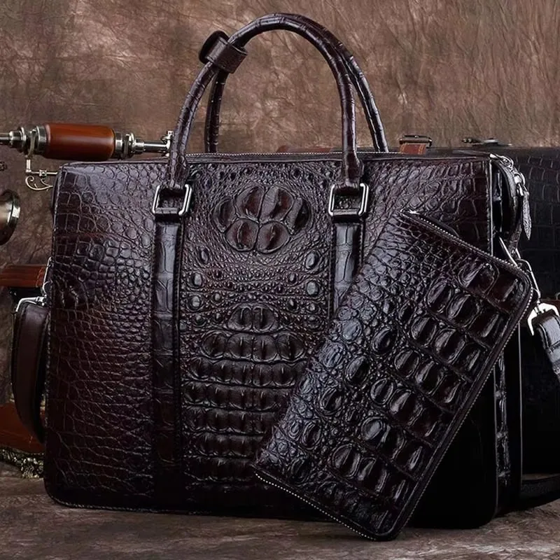 ourui new   male men briefcase  brown men handbag men bag men bag crocodile bag