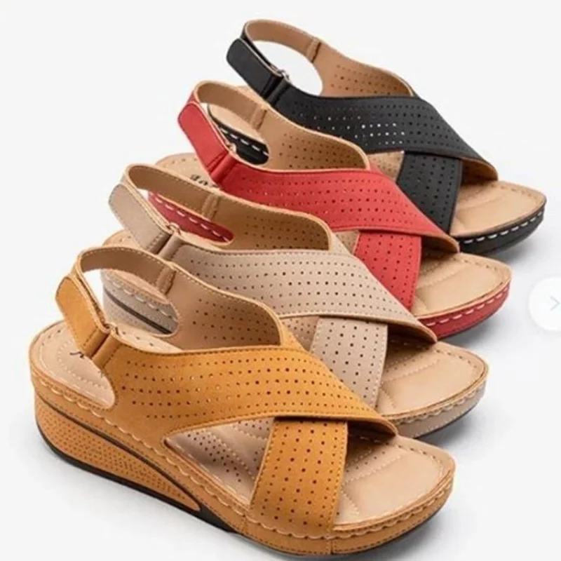 Women Sandals Summer 2024 Hollow Wedges Sandals Female Casual Plus Size 44 Shoes of Women Retro Sandalis Woman Platform Shoes