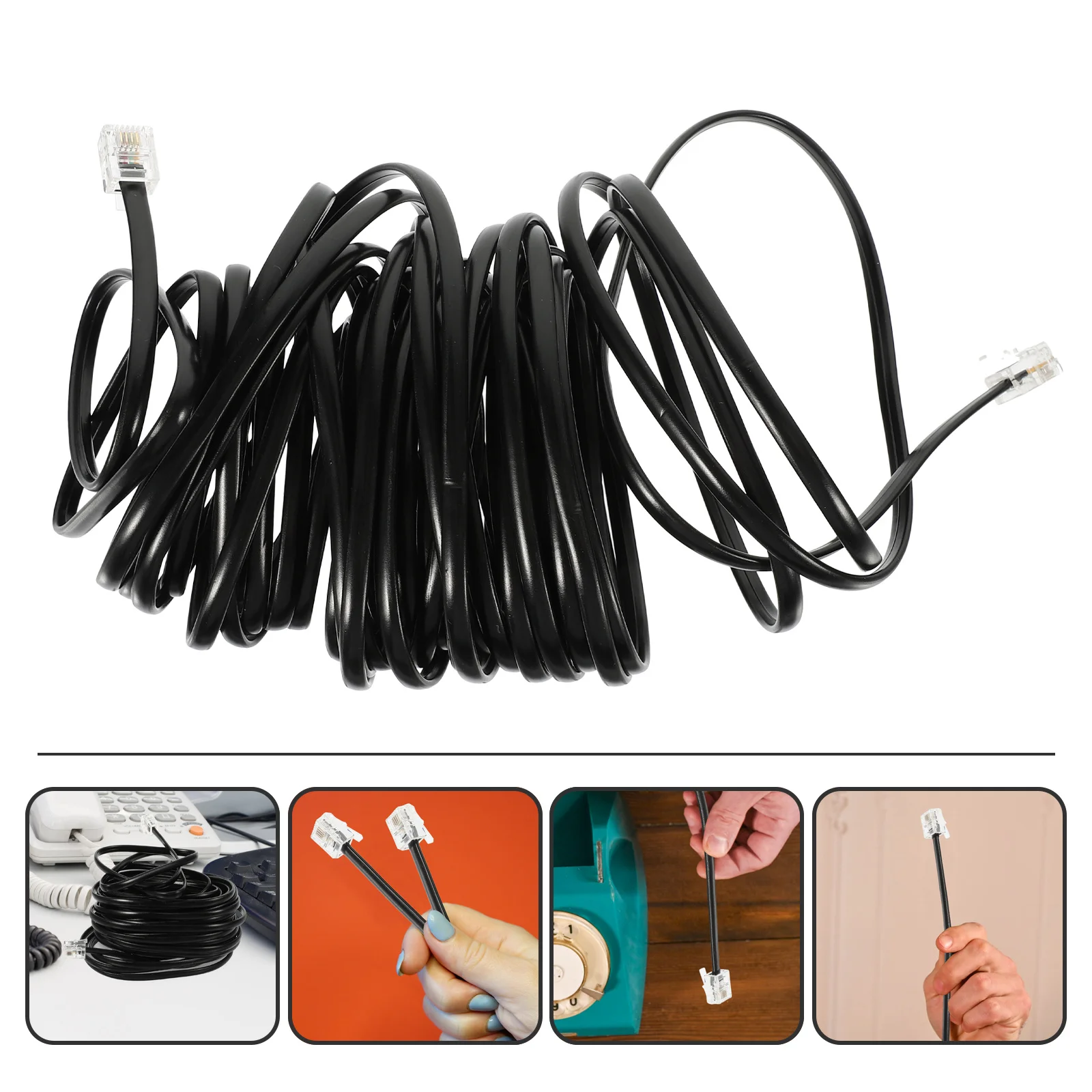 

1 set 1 Set Telephone Line Cable Kit Adjustable Length For Landlines Clear Sound Wire Staples Cord Management Clips Ethernet