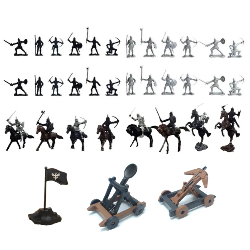 42 Pieces Knight & Horses Soldier Toys Middle Ages Army Infantry Archer Warriors Sword and Shield Swordman Archaic