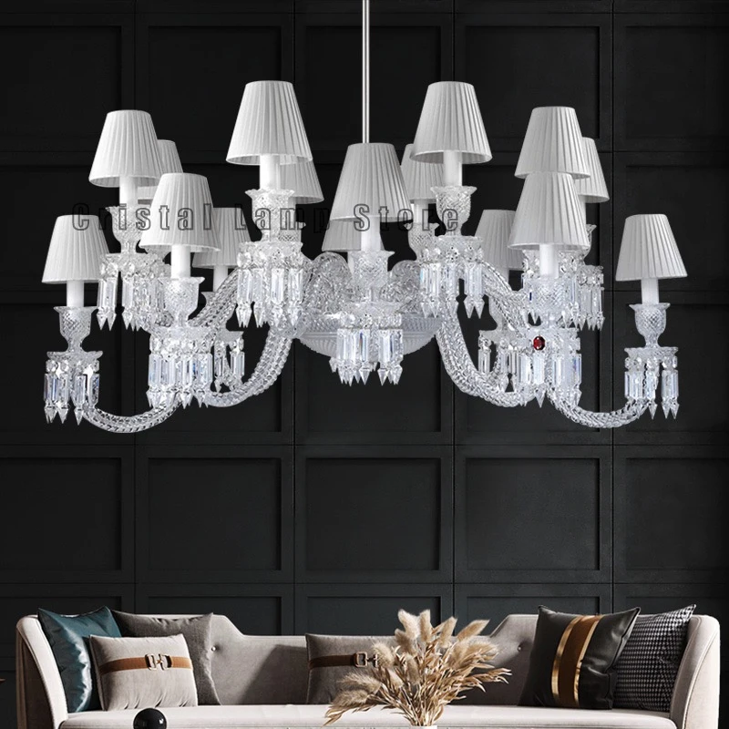 Italian Style Living Room Pendant Lamp Cystal Chandeliers above Dining Table Modern with LampshLuxury Hotel Chandelier