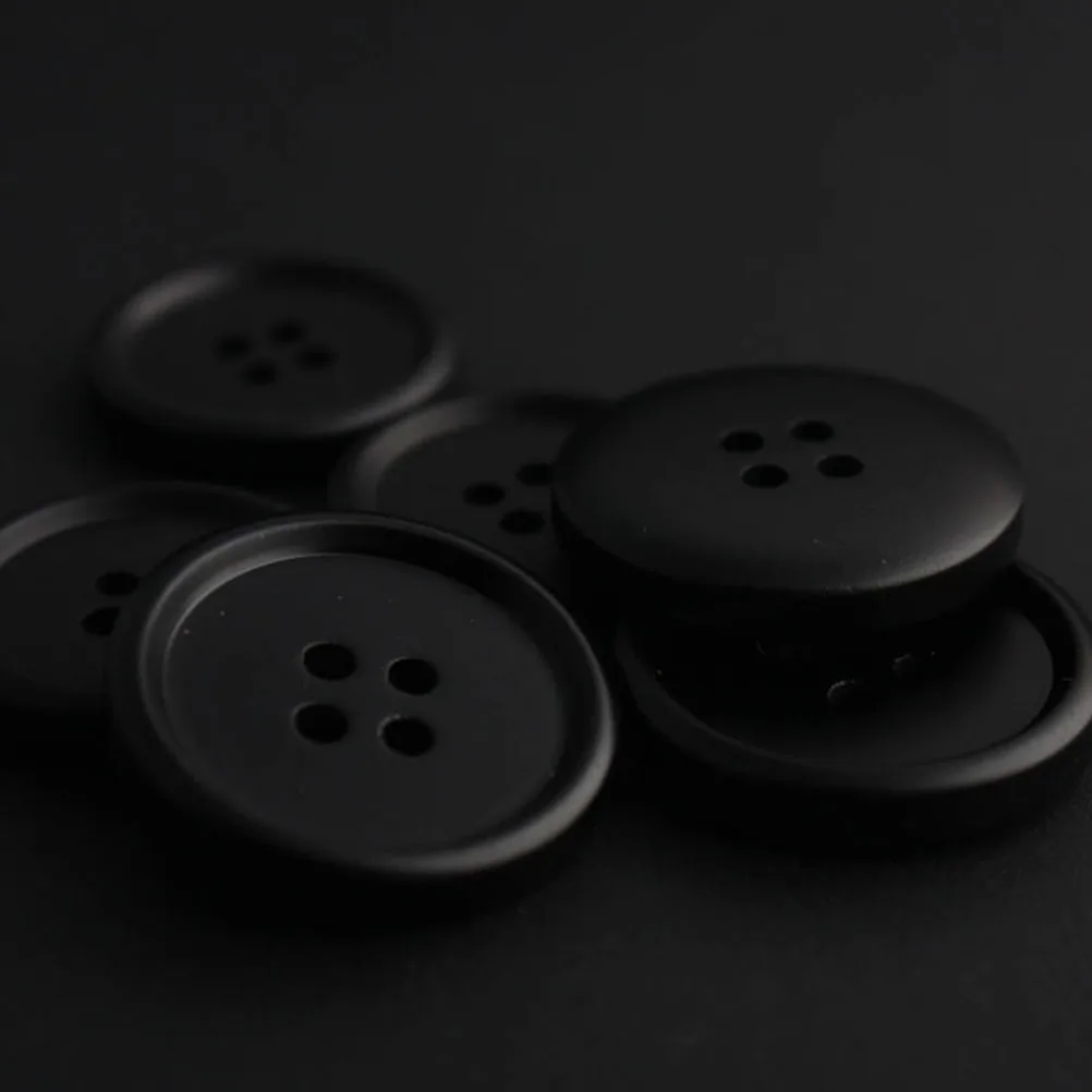 

100 Pcs Black Resin Buttons Four Holes Round Sewing Costume Tool DIY Clothing Handmade Project Craft Knitting Eco Friendly